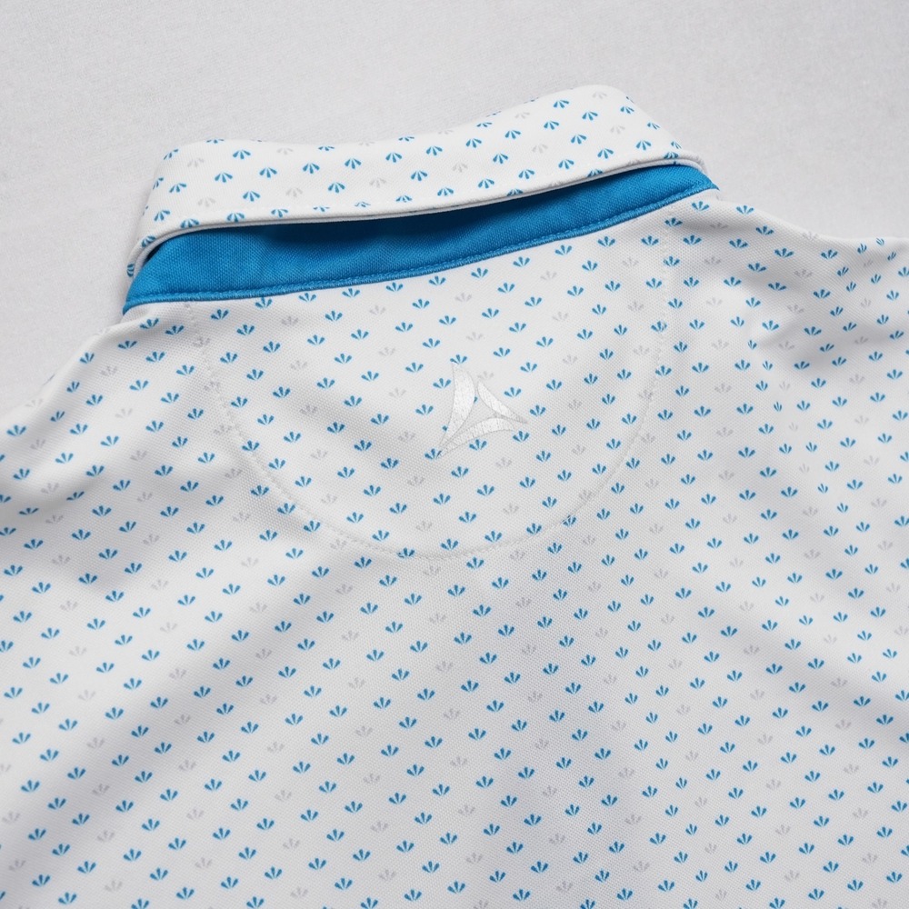 Bermuda Sands Golf Polo Shirt Mens Medium White Blue Geometric Performance - Picture 11 of 12